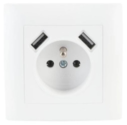Wesa Gniazdo pojedyncze z/u + 2 x USB 5v 2A białe LC-13A