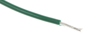 Przewód jednożyłowy linkowy, Przewód do urządzeń, 0,26 mm², 3/0,07 mm, 23 AWG, PVC, 250 V, Zielony, dł. 100m, RS PRO