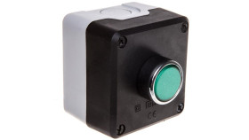 Kaseta Sterownicza Czarno-Szara, Przycisk Kryty Zielony 1- Otworowa 1Z Szara...