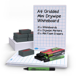 Show-me SQB10A A4 Gridded Mini Whiteboards, Small Pack, 10 Sets