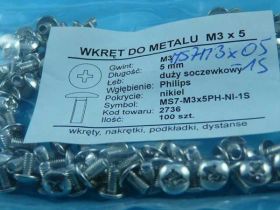 MS7 M3x05 PH-NI WKRĘT DO MET.DUŻY SOCZE