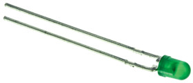 LED, Otwór przelotowy, Zielony szmaragdowy, 2-pinowy, 2.1 V 3 mm (T-1), 60 °, Broadcom, HLMP