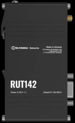 WLAN router (RJ45, RS232, WiFi antenna), RUT142