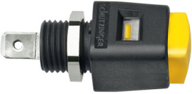 Quick pressure clamp, 12.5 mm, yellow, 30 VAC/60 VDC, 16 A, faston plug, nickel-plated, ESD 498 / GE