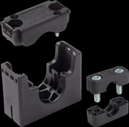 Tubing holders, M25/P21, (L x W x H) 70 x 30 x 52 mm, PA, black, for Murrflex corrugated pipe profiles, 83641452
