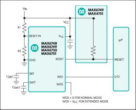 MAX6751 µP Reset Circuit with Fixed & Adjustable Reset Threshold, Standard Watchdog Timer, and Open-Drain Active-Low Reset