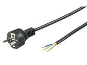 Kabel ze stykiem ochronnym, do konfekcjonowania 1,5 m, Czarny