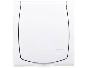 MADERA Gniazdo hermetyczne pojedyncze z/u IP44 z przesłonami klapka biała GNH-1NZP/00/w