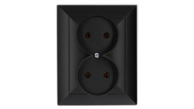 Opal Gniazdo Podwójne Bez Uziemienia Czarny Mat Gpt-5 Op Cz/Mat