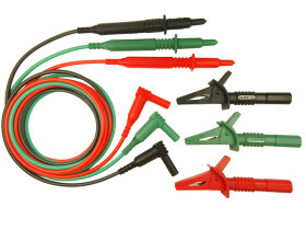 Zestaw przewodów i złączy pomiarowych, zawartość: 1 czarny adapter sondy CAT III, 1 czarny rozszerzony zacisk