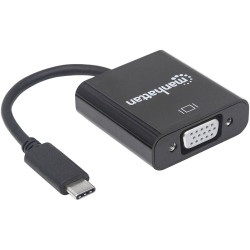 Manhattan 151771 USB 3.2 VGA Adapter Black Gold Plated 0.80M Duplex Use