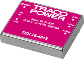 DC converter, 36-75 VDC, 18.2 W, 1 output, 3.3 VDC, 82 % efficiency, TEN 25-4810