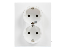 SUNO Gniazdo podwójne z uziemieniem schuko z przesłoną zaciski automatyczne (monoblok) biały 721126 LEGRAND