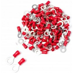 2x Konektor oczkowy czerwony 1/4 fi 10 AWG 14-12