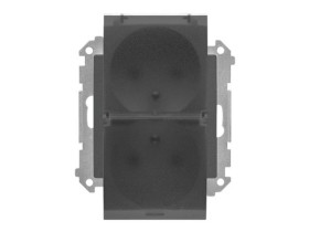 SIMON 55 Gniazdo podwójne z uziemieniem szybkozłącza IP44 z uszczelką klapka transparentna grafitowy mat TGZ2BMCZ.01/116A KONTAK