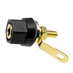 Gniazdo bananowe 4mm przykręcane czarne złocone