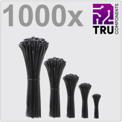 TruComponents 40621 Cable tie 3.6mm Blk UV-proof 1000 pc(s)