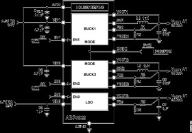 Dual 3 MHz, 800 A Buck Regulator with One 300 A LDO