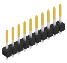 Pin header, 10 pole, pitch 2.54 mm, straight, black, 10054019