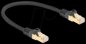 80315 Patch cable, Cat.6a, S/FTP, braided jacket, 0.25 m, black