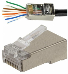 Wtyk modularny RJ45 8P8C kat.5e ekranowany FTP drut przelotowy WORECZEK 100szt. Alantec