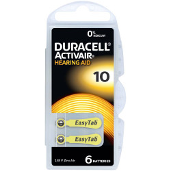 Duracell DA10 Hearing Aid Battery DA 10 - Pack of 6