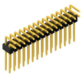 Pin header, 30 pole, pitch 2.54 mm, angled, black, 10053174