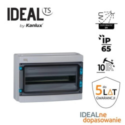 Rozdzielnica modułowa tworzywo 1x18 natynkowa IP65 IK10 N+PE II klasa drzwi szare transparentne KDB-IP65-S18T szary 38453