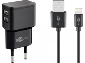 Zestaw do ładowania 2x USB Apple Lightning 2,4 A 1m Goobay czarny