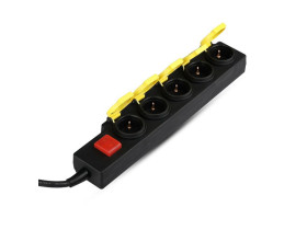 VT-1125-3 Przedłużacz warsztatowy z wyłącznikiem 5 gniazd 3x1.5 X 3M IP44 czarny+żółty 8813 V-TAC