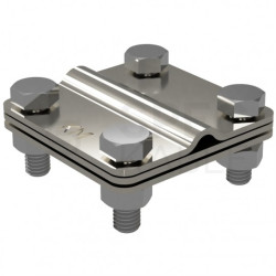 Złącze krzyżowe odgromowe DUŻE 3P (62x62mm, trzy płytki, 4xM8) ocynk galwaniczny drut bednarka KM GROM