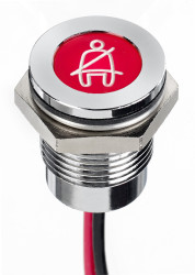 Lampka kontrolna samochodu 12V dc, czerwona 14mm LED Chrom Wyprowadzenia APEM