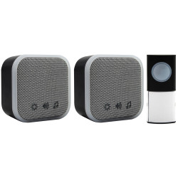 Uni-Com 98476 &#x2B; 98477GB &#x2B; W96001 Portable and Plug-In Door Chime Set, Black