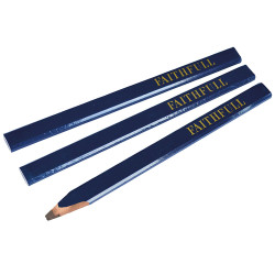 Faithfull FAICPB Carpenter&#x27;s Pencils - Blue / Soft (Pack 3)