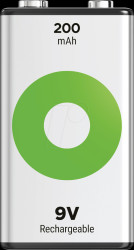 GPRHV208R090 ReCyko, NiMH rechargeable battery, 9-V block, 200 mAh, pack of 1