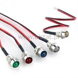 Kontrolka LED 5mm 24VDC + przew. metal niebieska