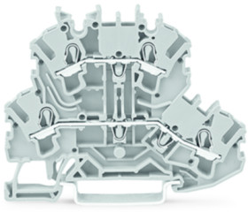 Feed-through/feed-through terminal block, spring-clamp connection, 0.25-4.0 mm², 2 pole, 24 A, 6 kV, gray, 2002-2201
