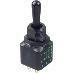 Toggle switch, black, 2 pole, latching, On-Off-On, 4 A/28 VDC, 12149X778