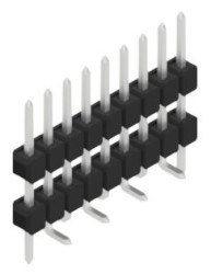 Pin header, 9 pole, pitch 2.54 mm, angled, black, 10051747