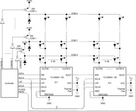 48-channel, 16-bit ESPWM LED driver with pre-charge FET, LOD Caterpillar and 16-multiplexing support