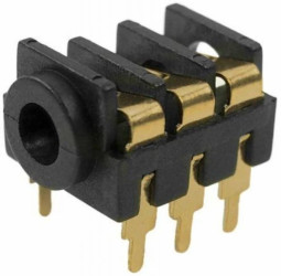 Złącze Jack Żeński Stereo Montaż na płytce drukowanej Czarny /5szt./