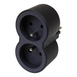 HELMO Rozgałęźnik 2x2P+Z frontowe czarny/grafitowy 049432