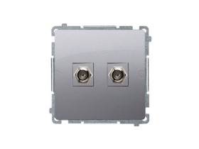 SIMON BASIC Gniazdo antenowe typu "F" podwójne (moduł) srebrny mat BMAF2.01/43 KONTAKT SIMON