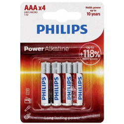 Philips 1546 Power AAA Battery Pack 1.5V Alkaline 4 pcs Long-Lasting