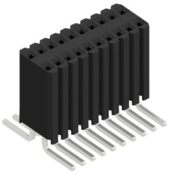 Socket header, 20 pole, pitch 1.27 mm, angled, 10027173