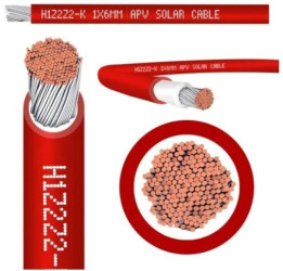 Kabel solarny fotowoltaiczny czerwony PV 1x6 KBE H1Z2Z2-K 1MB