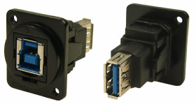 Złącze USB przelotowe B to A Montaż na panelu Żeńskie do żeńskiego 3.0 ,1-portowe