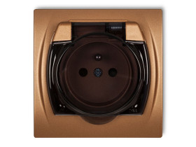 LOGO Gniazdo hermetyczne z uziemieniem (klapka dymna przesłony torów prądowych) złoty metalik 8LGPB-1zdp KARLIK