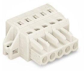 Socket header, 3 pole, pitch 5 mm, angled, light gray, 721-103/031-000