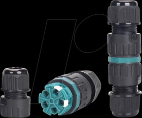 501338 Cable connector, Click&amp;Connect, 5-pin, IP68, black/green